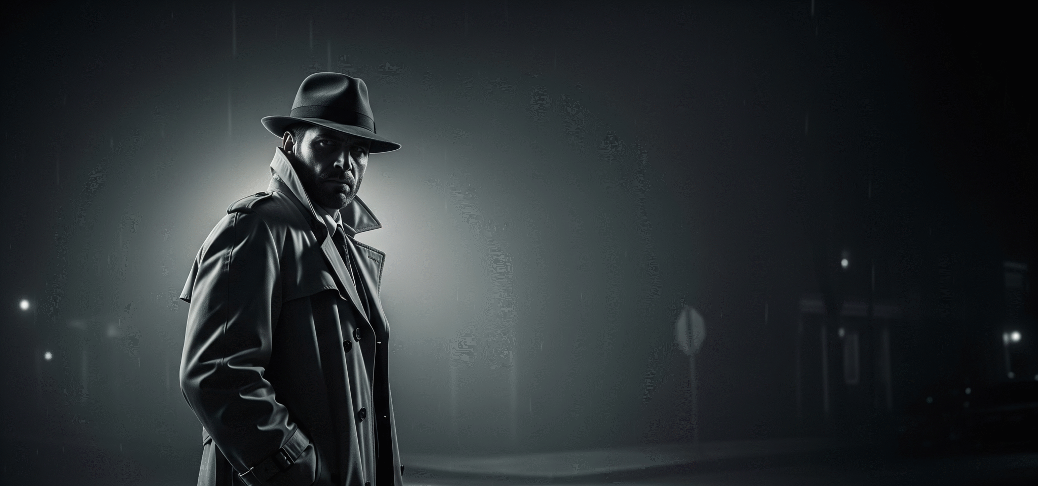detective in the dark street